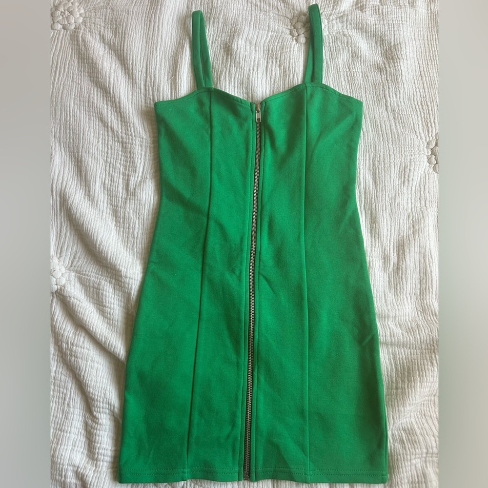 H&M Green Full Zip Body-con Dress